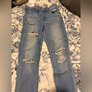 American Eagle Outfitters Light Blue Distressed Skinny Jeans